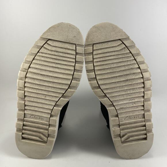 Clarks Collection Barnes Mid Boots Black Suede Mens Size 9 Moc Toe Lace Up - Picture 8 of 11